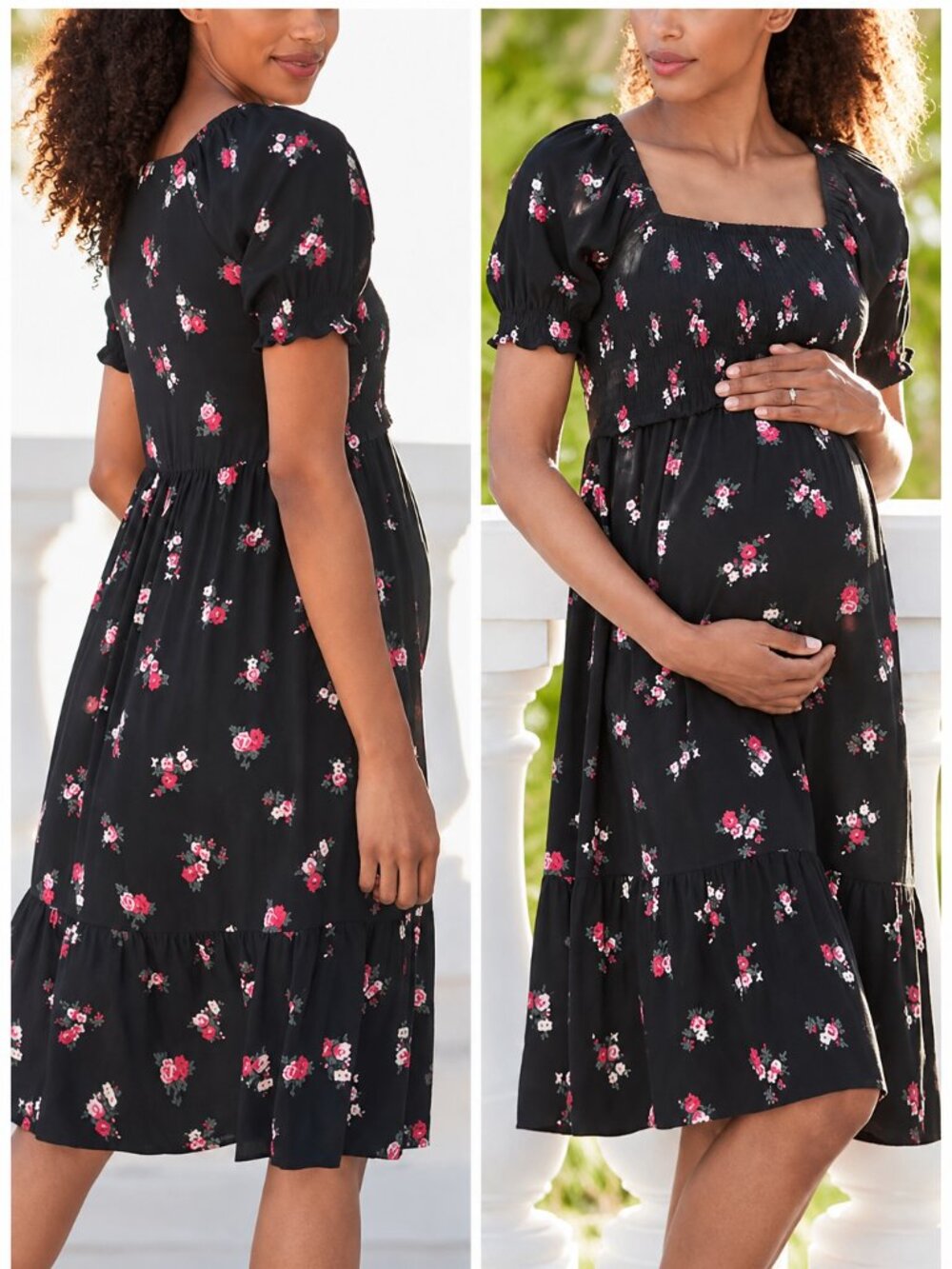 Seraphine Shirred Maternity & Nursing Dress Black Size 8